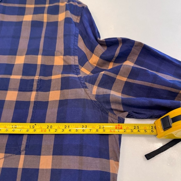 A/X Armani Exchange Men's Blue and Tan Button Down Long-Sleeved Shirt Size XL - Picture 6 of 10